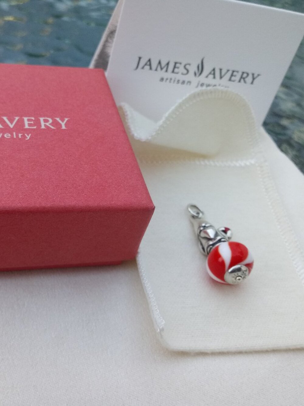James Avery Retired Enamel Christmas Gnome Glass Art Charm new with tags